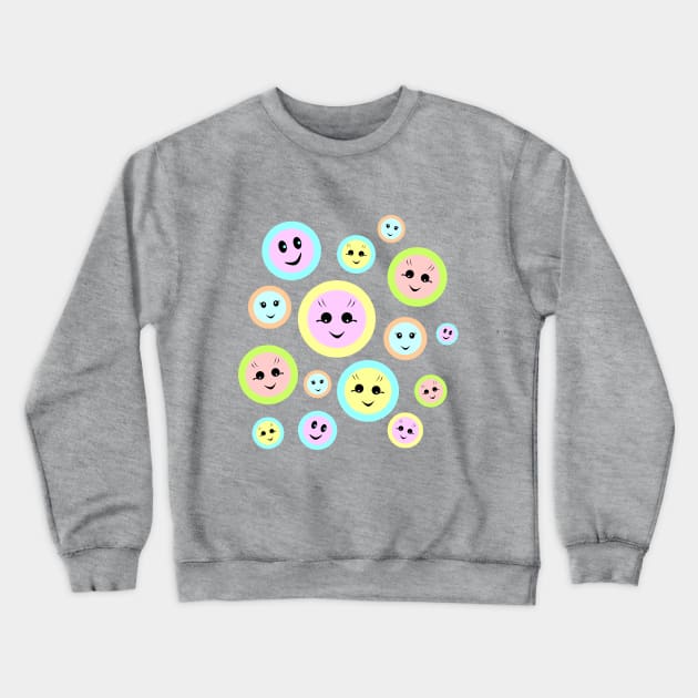 Happy smiley faces in pastel Crewneck Sweatshirt by MarionsArt